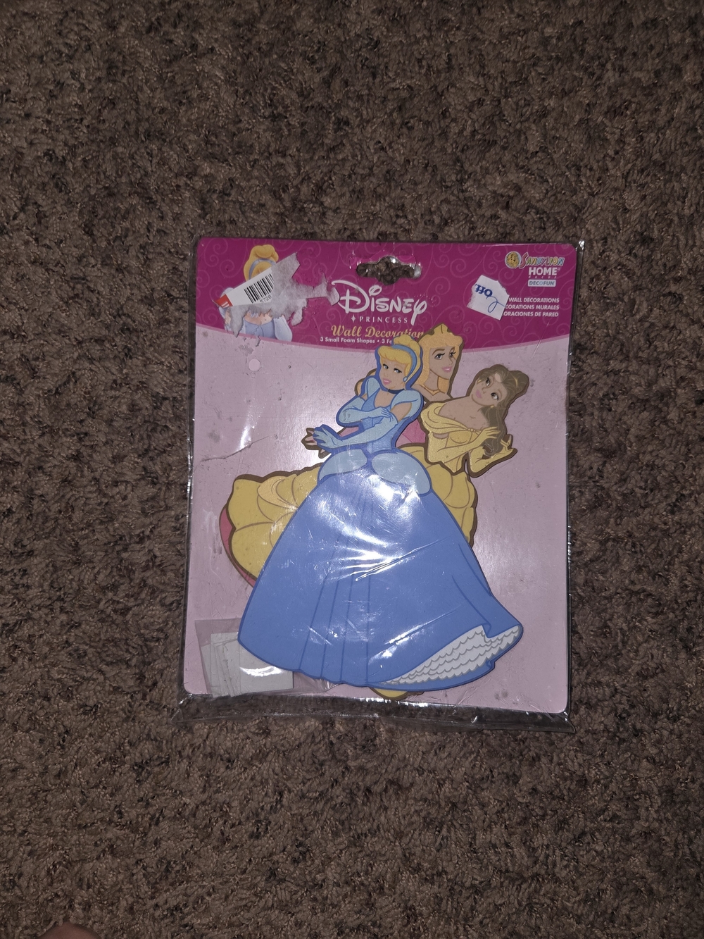 Disney Princess Foam Wall Figures - Blue, Yellow & Pink Y2k